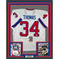 Framed Autographed/Signed Thurman Thomas 35x39 Buffalo White Alternate Football Jersey JSA COA