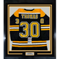 Framed Autographed/Signed Tim Thomas 35x39 Boston Black Hockey Jersey JSA COA