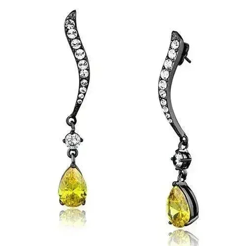 IP Black Gun Stainless Steel Earrings with Topaz CZ TK2631 | Femstylo