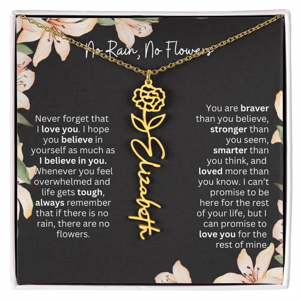 To My Daughter I Birth Flower Necklace With Name I No Rain - No Flowers
