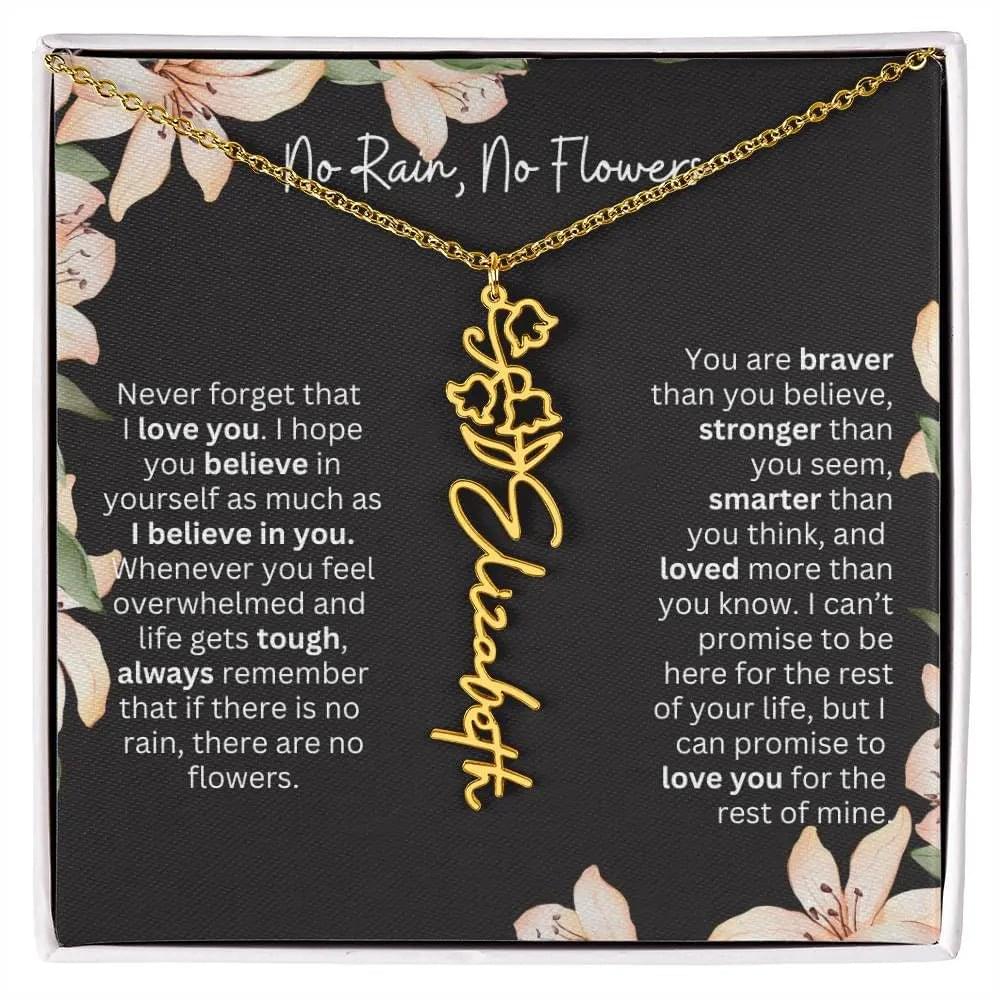To My Daughter I Birth Flower Necklace With Name I No Rain - No Flowers
