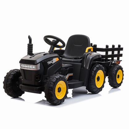 12V Battery-Powered Ride-On Tractor Toy with Trailer and 35W Dual Motor