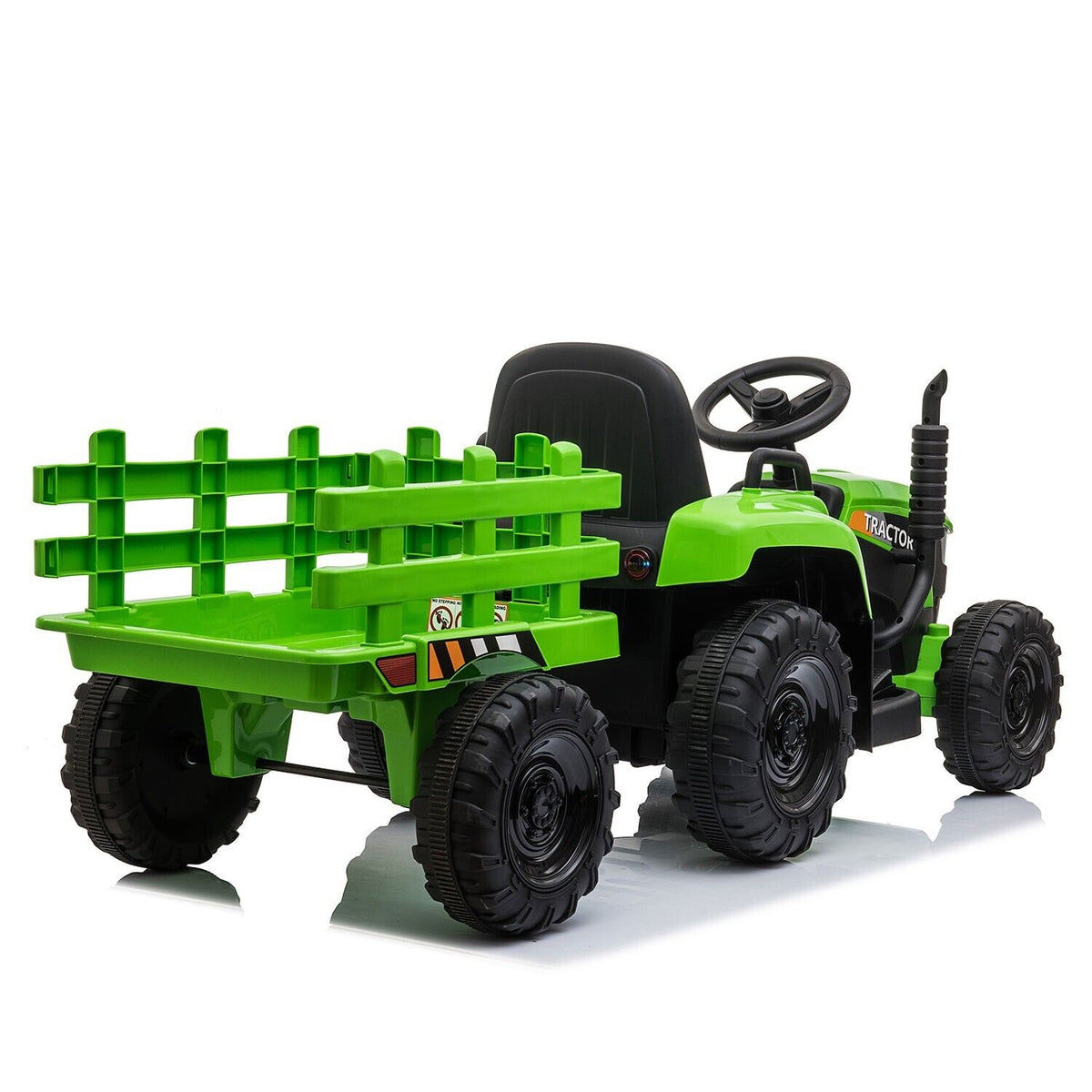 TOBBI 12V Battery-Powered Toy Tractor with Trailer for Kids' Electric Ride-On Fun