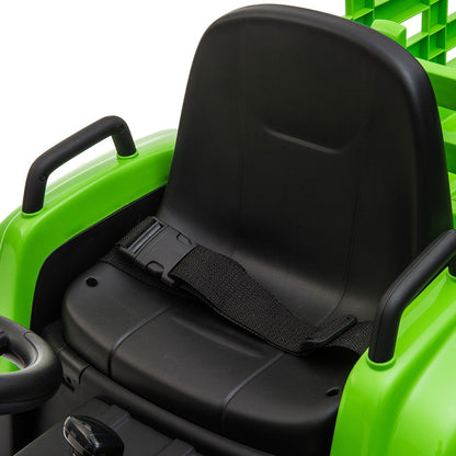 TOBBI 12V Battery-Powered Toy Tractor with Trailer for Kids' Electric Ride-On Fun