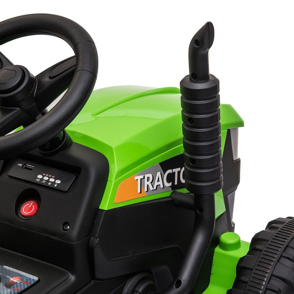 TOBBI 12V Battery-Powered Tractor Ride-On with Trailer for Kids - Electric Vehicle Fun!