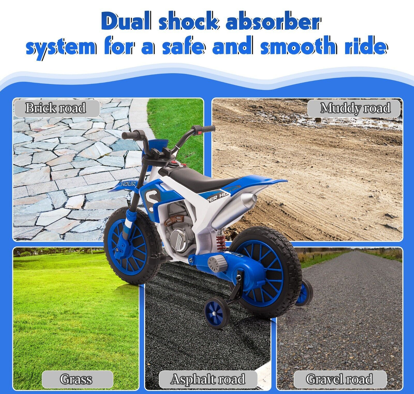 TOBBI 12V Electric Dirt Bike for Kids - Powered Motorbike with Realistic Design