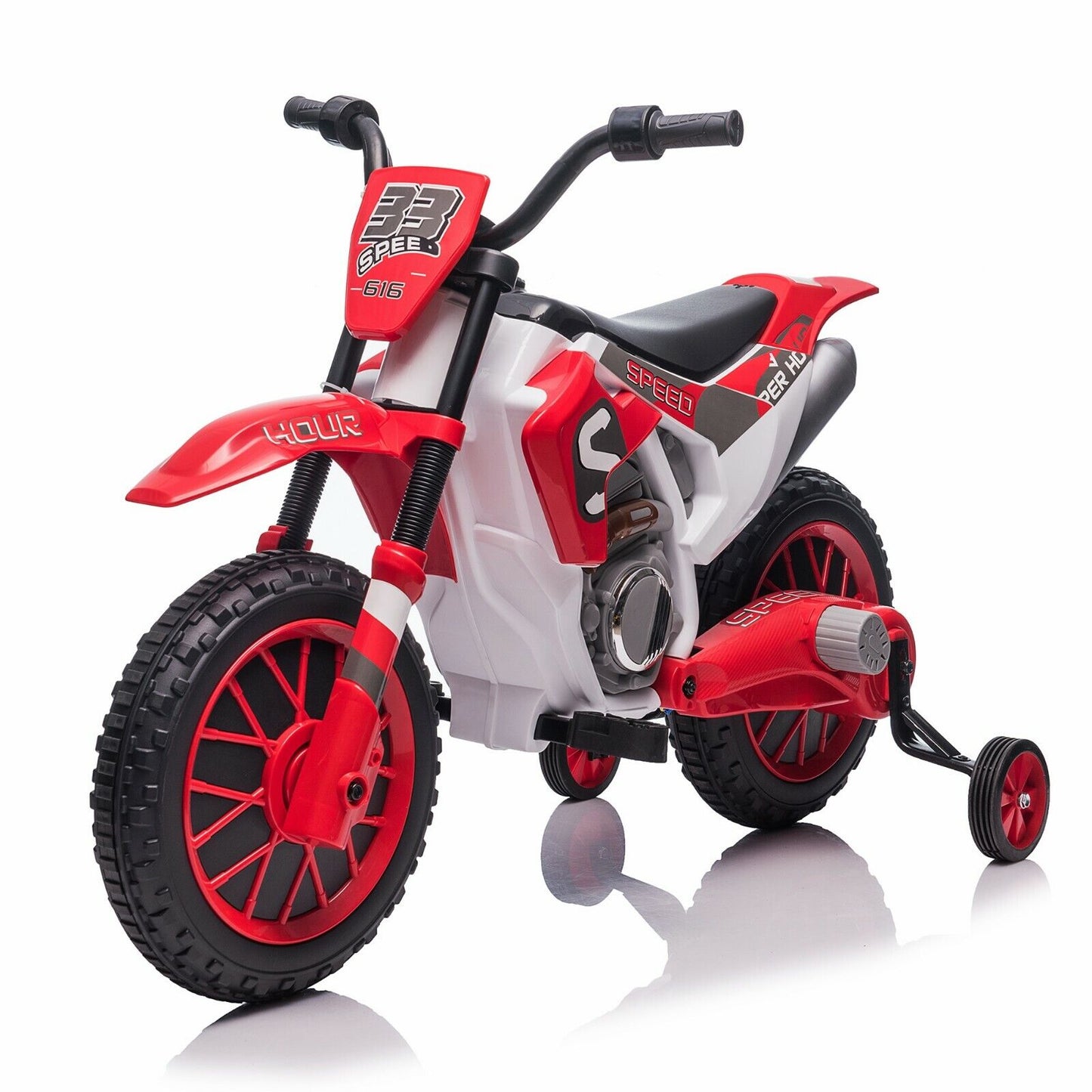 TOBBI 12V Electric Dirt Bike for Kids with Training Wheels - Realistic Motorbike Experience