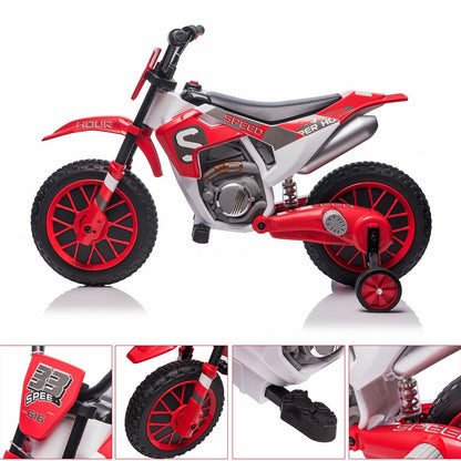 TOBBI 12V Electric Dirt Bike for Kids with Training Wheels - Realistic Motorbike Experience