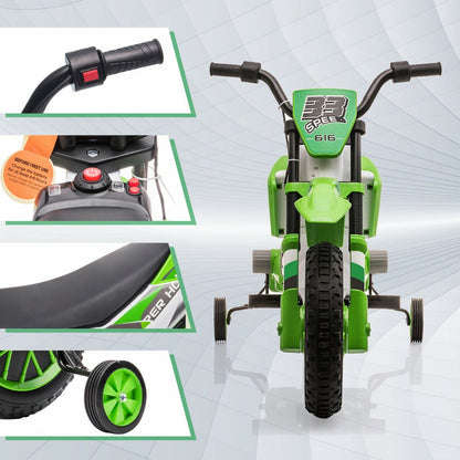 TOBBI 12V Electric Dirt Bike for Kids with Training Wheels - Realistic Motorbike Experience