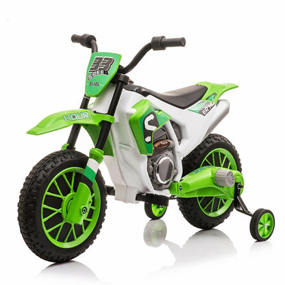 Electric Dirt Bike for Kids with Training Wheels - 12V Off-Road Ride-On Toy