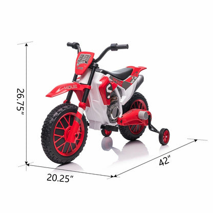 Electric Dirt Bike for Kids with Training Wheels - 12V Off-Road Ride-On Toy