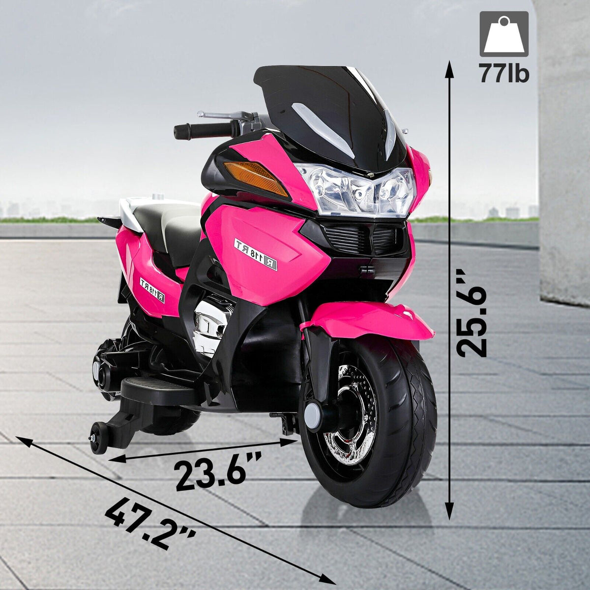 TOBBI 12V Electric Motorcycle for Kids with Training Wheels - Battery Powered Ride-On Toy