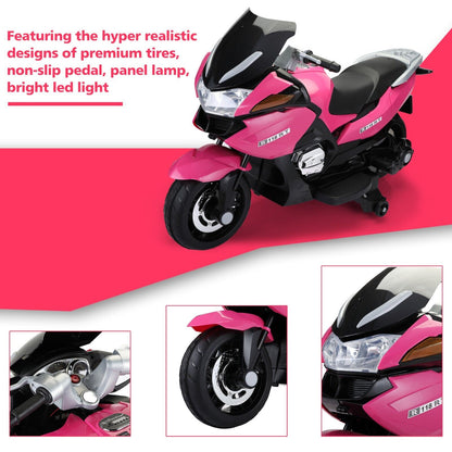 TOBBI 12V Electric Motorcycle for Kids with Training Wheels - Battery Powered Ride-On Toy