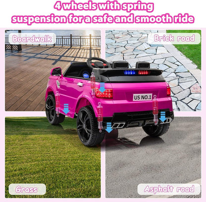 12V Battery-Powered Electric Police SUV Toy Car with Remote Control