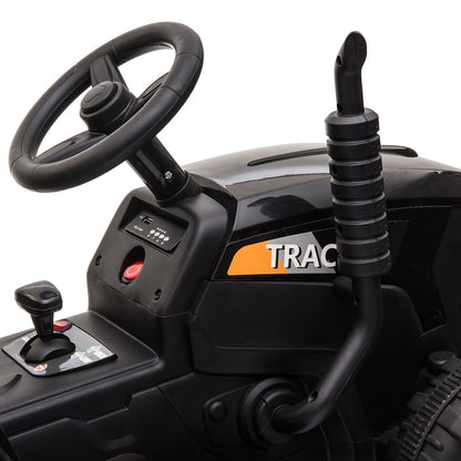 TOBBI 12V Electric Tractor Ride-On Toy with Trailer for Kids - Battery Powered Vehicle