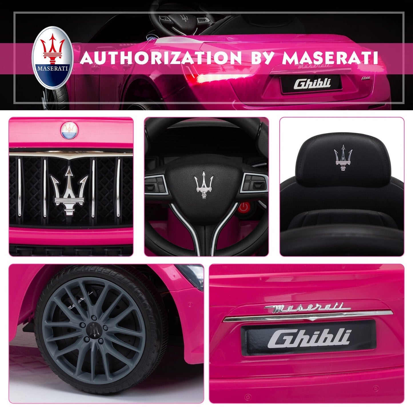 12V Electric Ride-On Car for Kids Licensed Maserati Ghibli with Remote Control