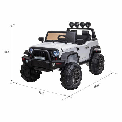 TOBBI 12V Kids Electric 2 Speed Open Top SUV Ride On Toy, White