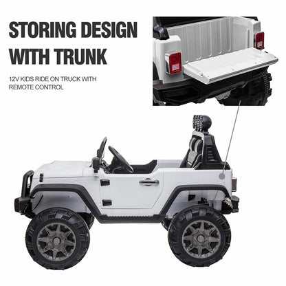 TOBBI 12V Kids Electric 2 Speed Open Top SUV Ride On Toy, White