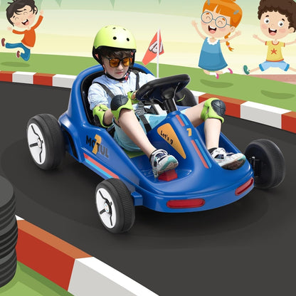 12V Kids Electric Ride-On Go Kart Toy Car with Remote Control for Ages 3-8 Years