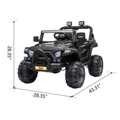 TOBBI 12V Kids Electric Ride On SUV Truck Car with 3 Speeds, Black