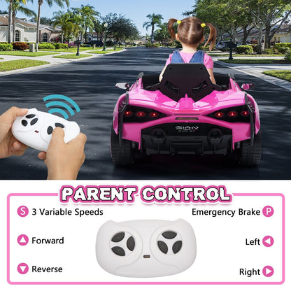 TOBBI 12V Kids Lamborghini SIAN Electric Ride-On Car with Parental Remote Control