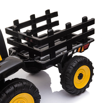 12V Electric Ride-On Kids Tractor with Battery-Powered Toy Car and Trailer
