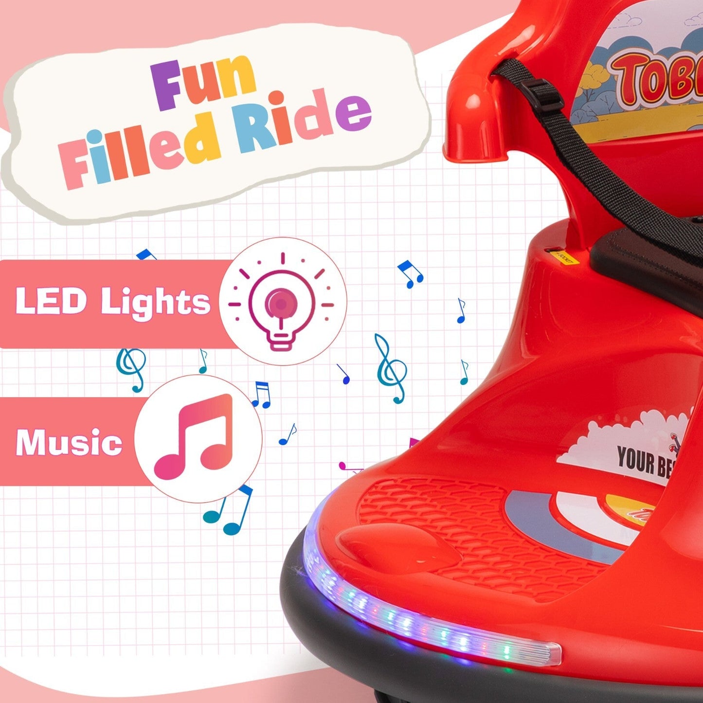 12V Electric Ride-On Snail Bumper Car with Remote Control for Toddlers