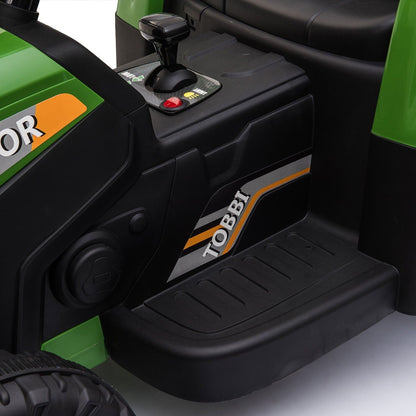 TOBBI 12V Kids Ride-On Tractor with Detachable Trailer and Illuminating Lights