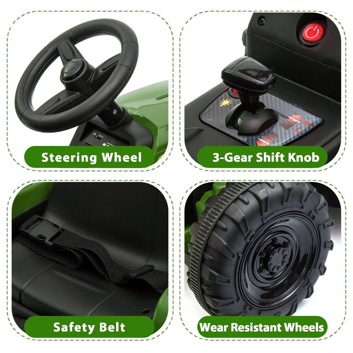 TOBBI 12V Kids Ride-On Tractor with Detachable Trailer - Electric Vehicle for Young Farmers