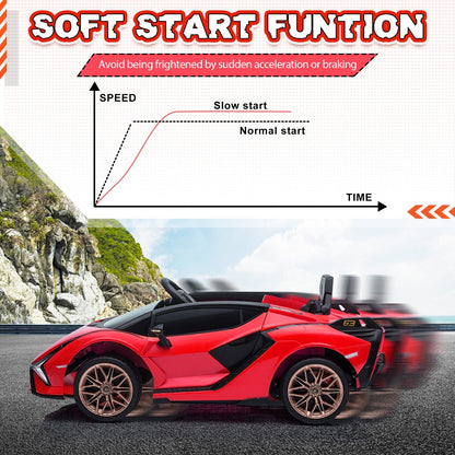 TOBBI 12V Lamborghini SIAN Electric Car for Kids with Remote Control - Red