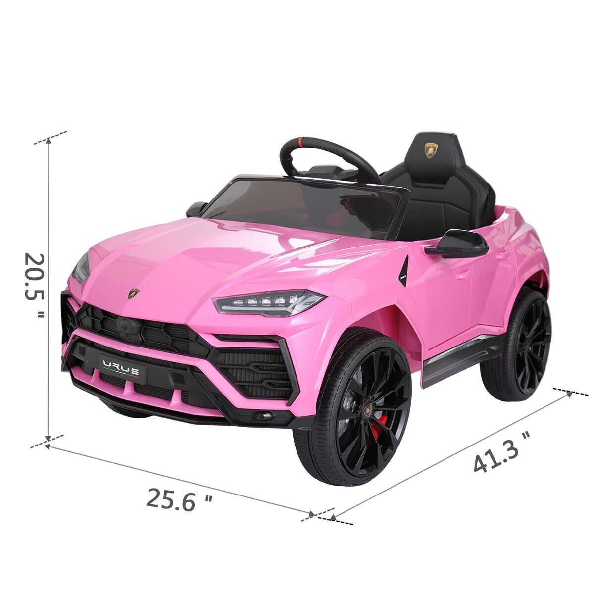 TOBBI 12V Lamborghini SUV Ride-On Car for Kids with Remote Control and MP3 Player, Pink