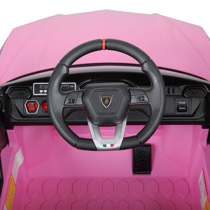 TOBBI 12V Pink Lamborghini SUV Ride-On Car with Remote Control and MP3 Player for Kids