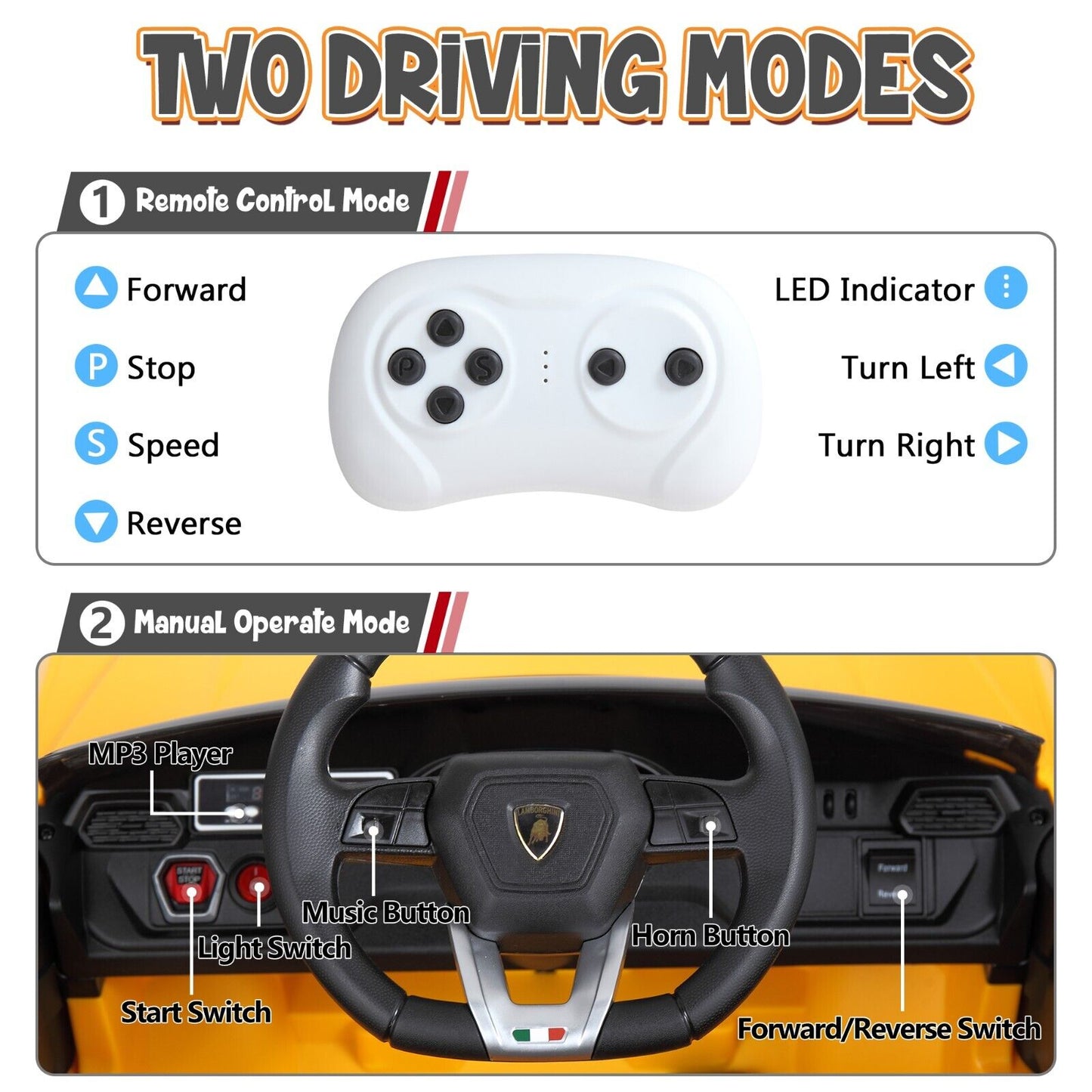TOBBI 12V Lamborghini Urus Kids Ride-On Car with Remote Control - Licensed Electric Toy in 4 Vibrant Colors