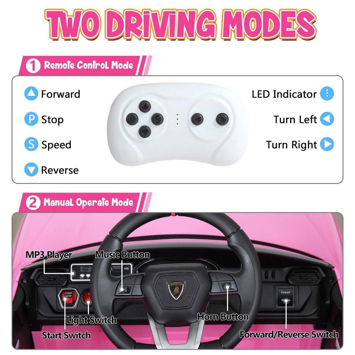 TOBBI 12V Lamborghini Urus Kids Ride-On Car with Remote Control - Licensed Electric Toy in 4 Vibrant Colors