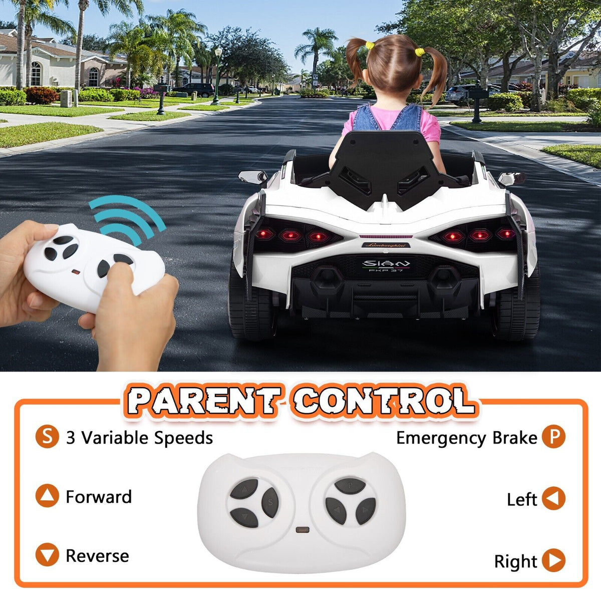 TOBBI 12V Licensed Lamborghini Sian Ride-On Car for Kids with Remote Control, Scissor Doors, and MP3 Player