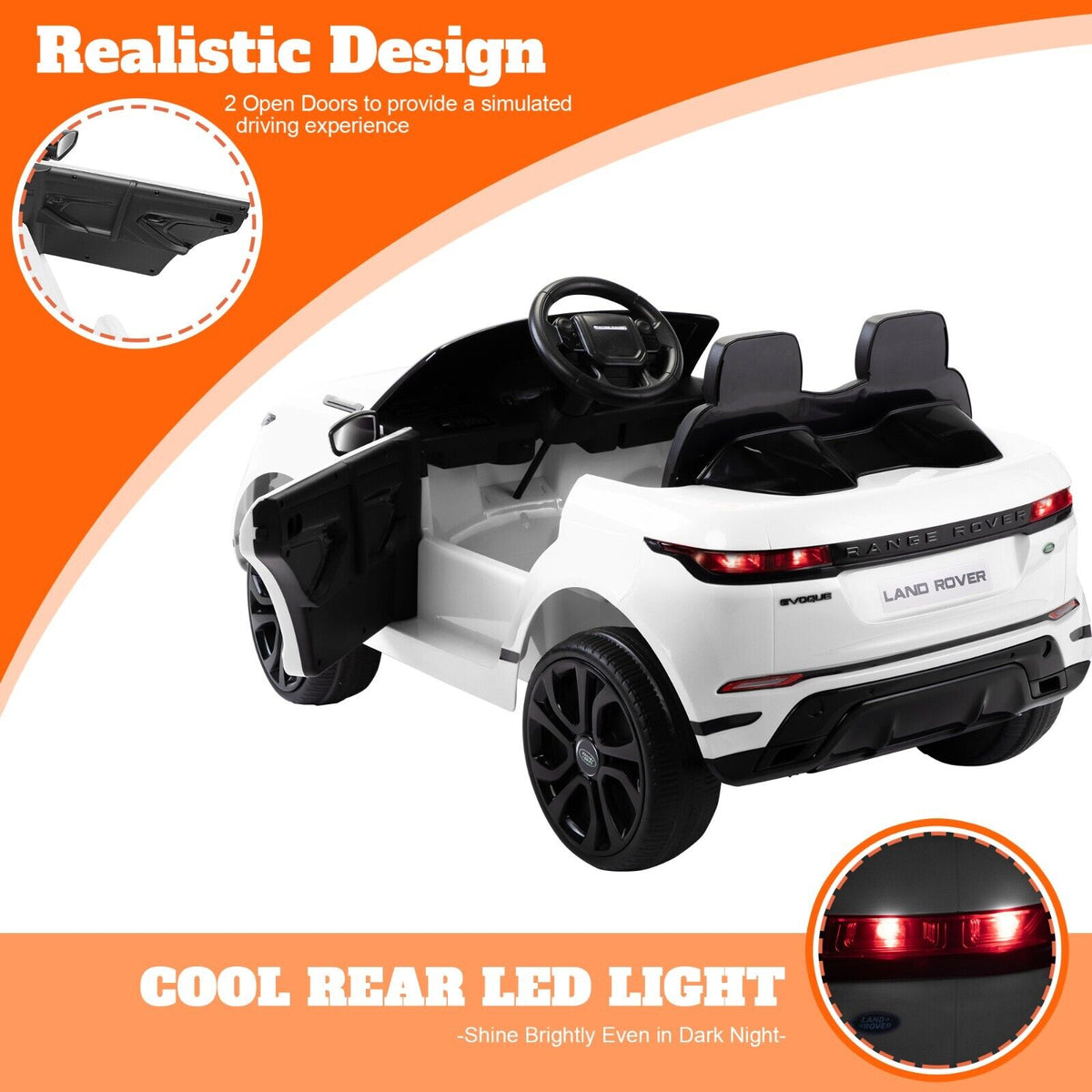 TOBBI 12V Licensed Land Rover Ride On Car for Kids with Remote Control