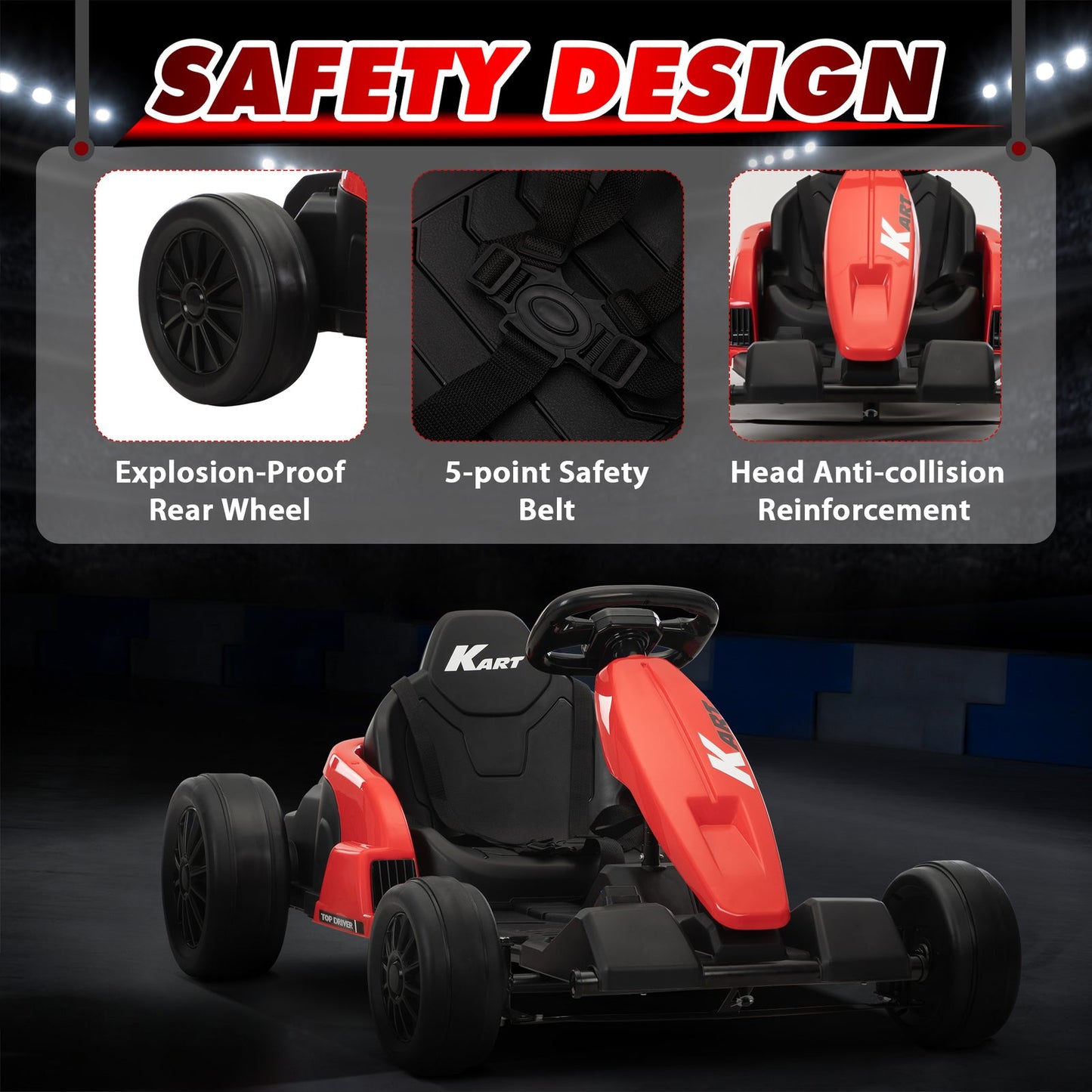 24V Electric Ride-On Go-Kart Toy Vehicle for Kids Ages 4-16