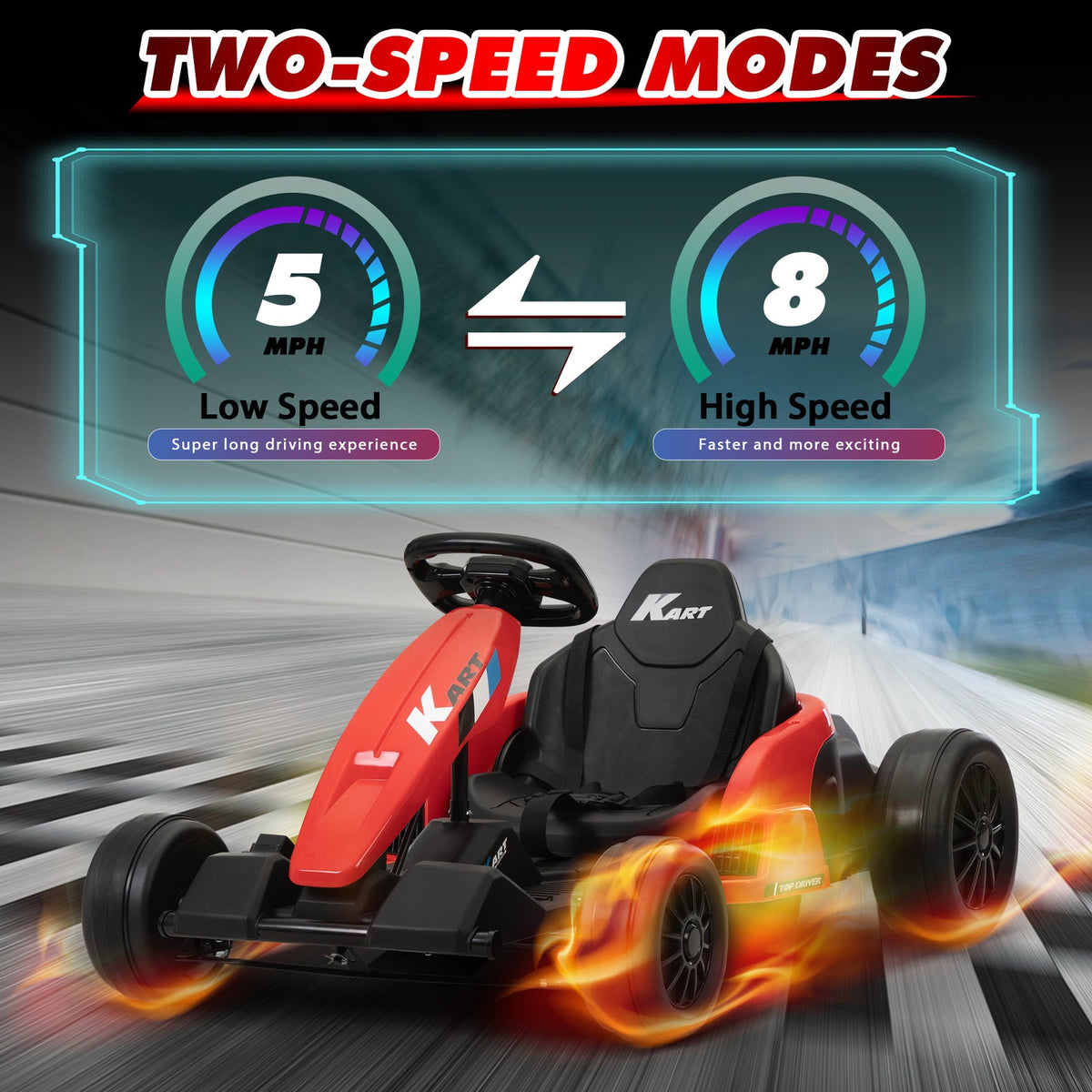 24V Electric Ride-On Go-Kart Toy Vehicle for Kids Ages 4-16