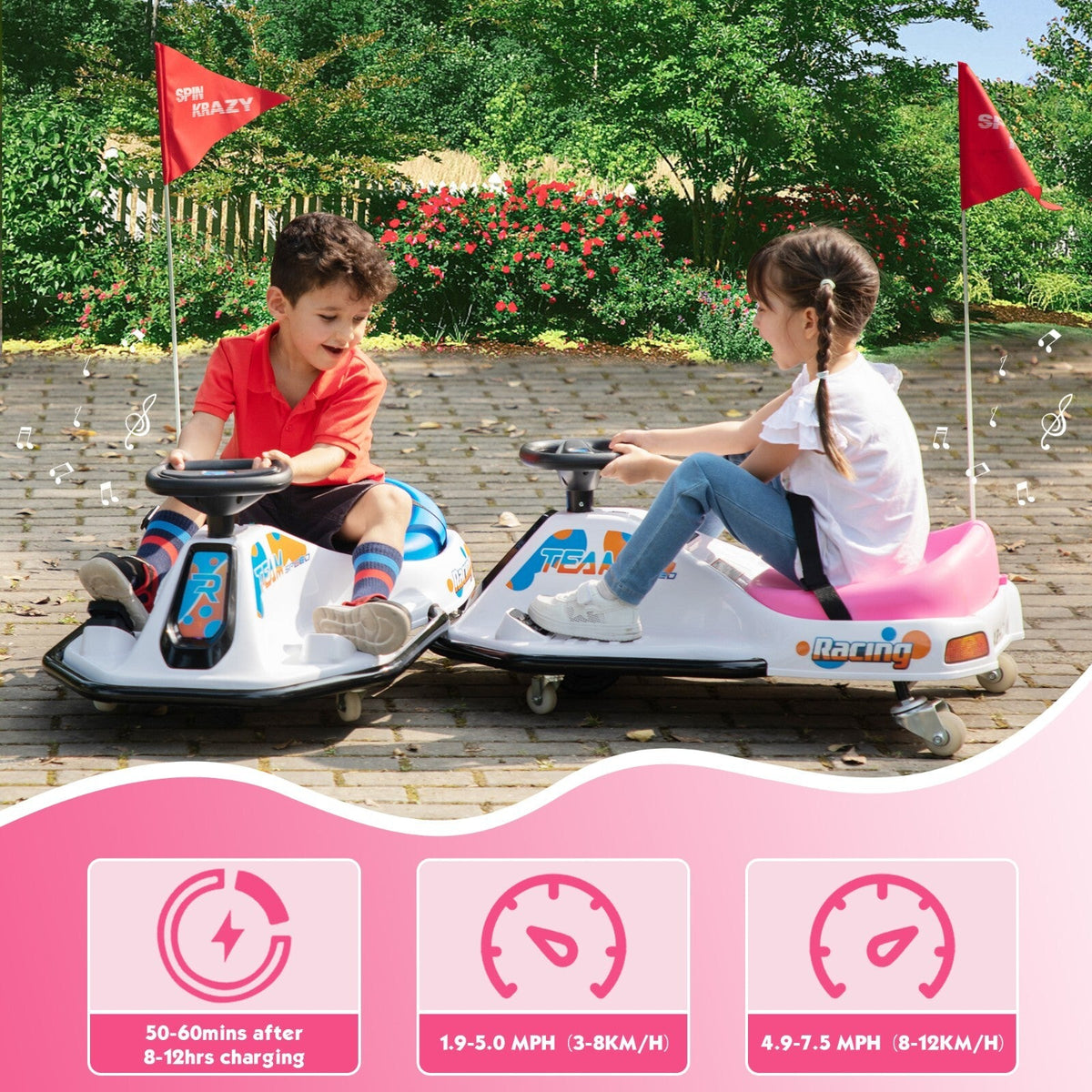 24V Electric Ride-On Drift Go-Kart Toy for Kids Ages 6-12