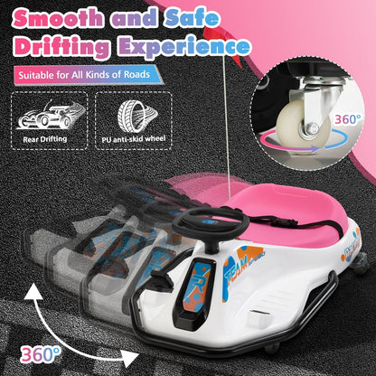 24V Electric Ride-On Drift Go-Kart Toy for Kids Ages 6-12