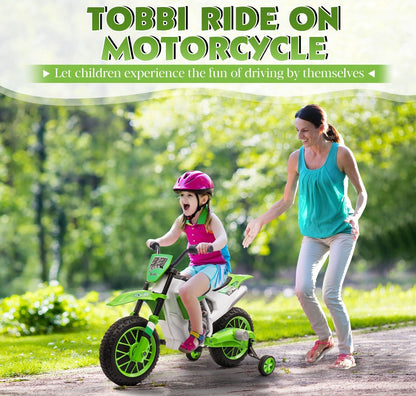 TOBBI Kids Electric Motorbike with Training Wheels - Fun and Safe Ride-On Vehicle
