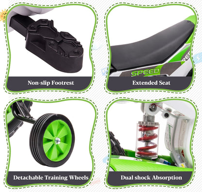TOBBI Kids Electric Motorbike with Training Wheels - Fun and Safe Ride for Young Riders