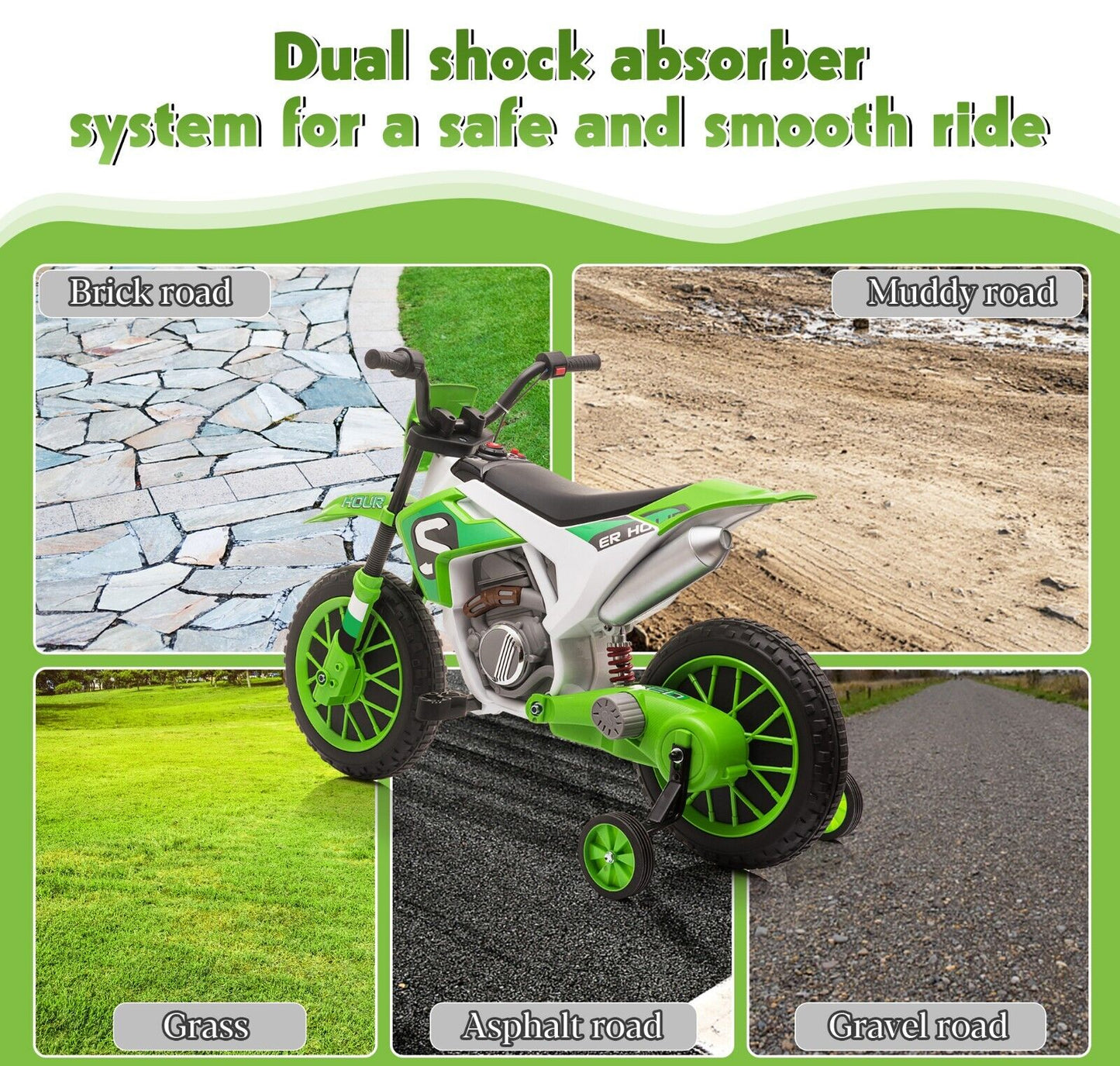 TOBBI Kids Electric Motorbike with Training Wheels - Perfect Gift for Young Riders