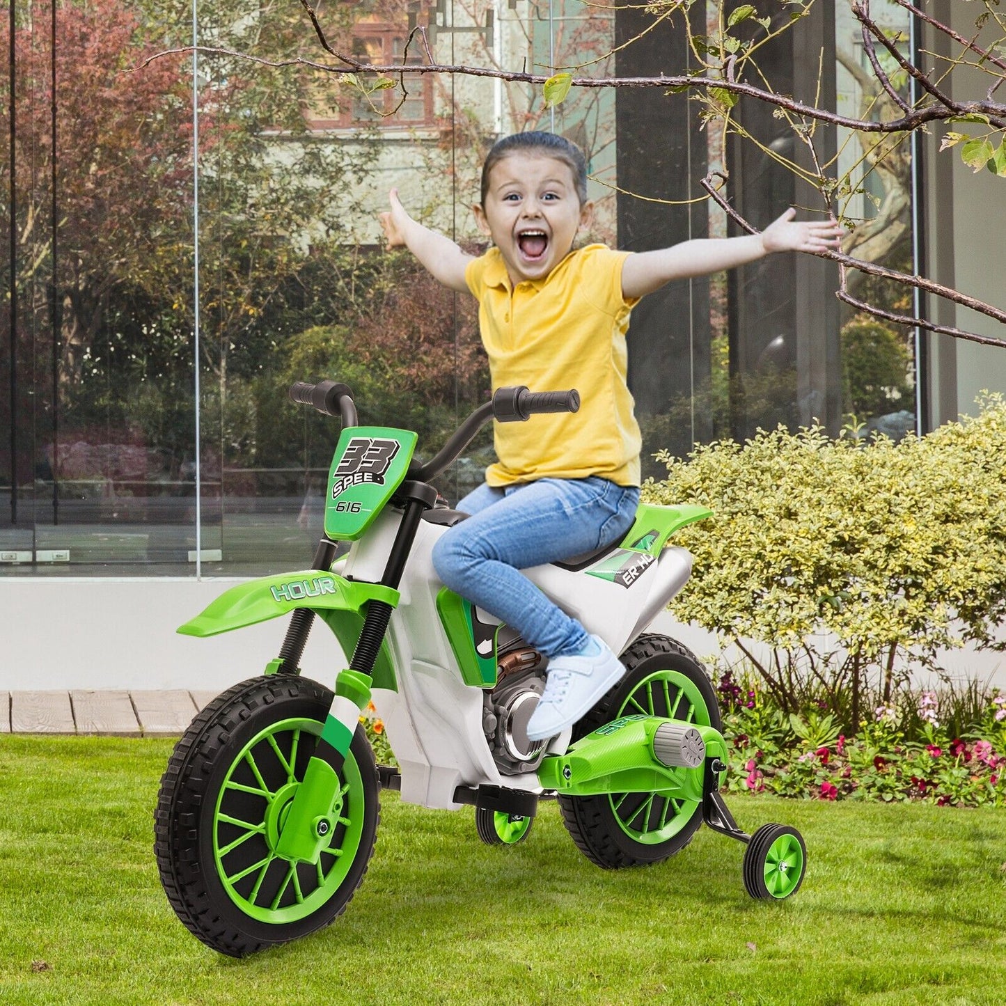 TOBBI Kids Electric Motorbike with Training Wheels - Perfect Gift for Young Riders