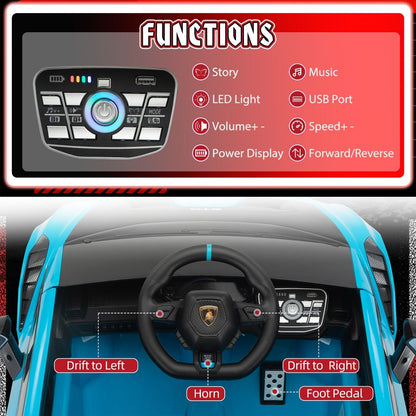 TOBBI Licensed Lamborghini RC 12V Electric Ride-On Car for Kids