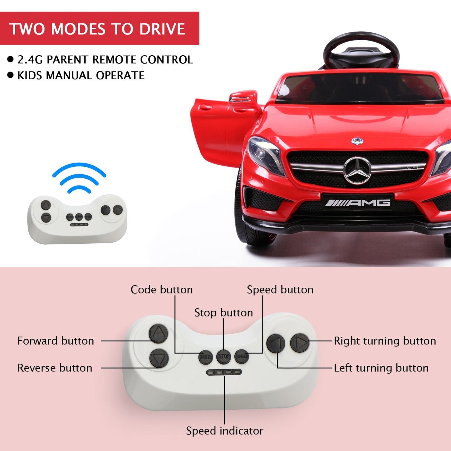 Licensed Mercedes Benz Ride-On Car for Kids with Remote Control and Opening Doors