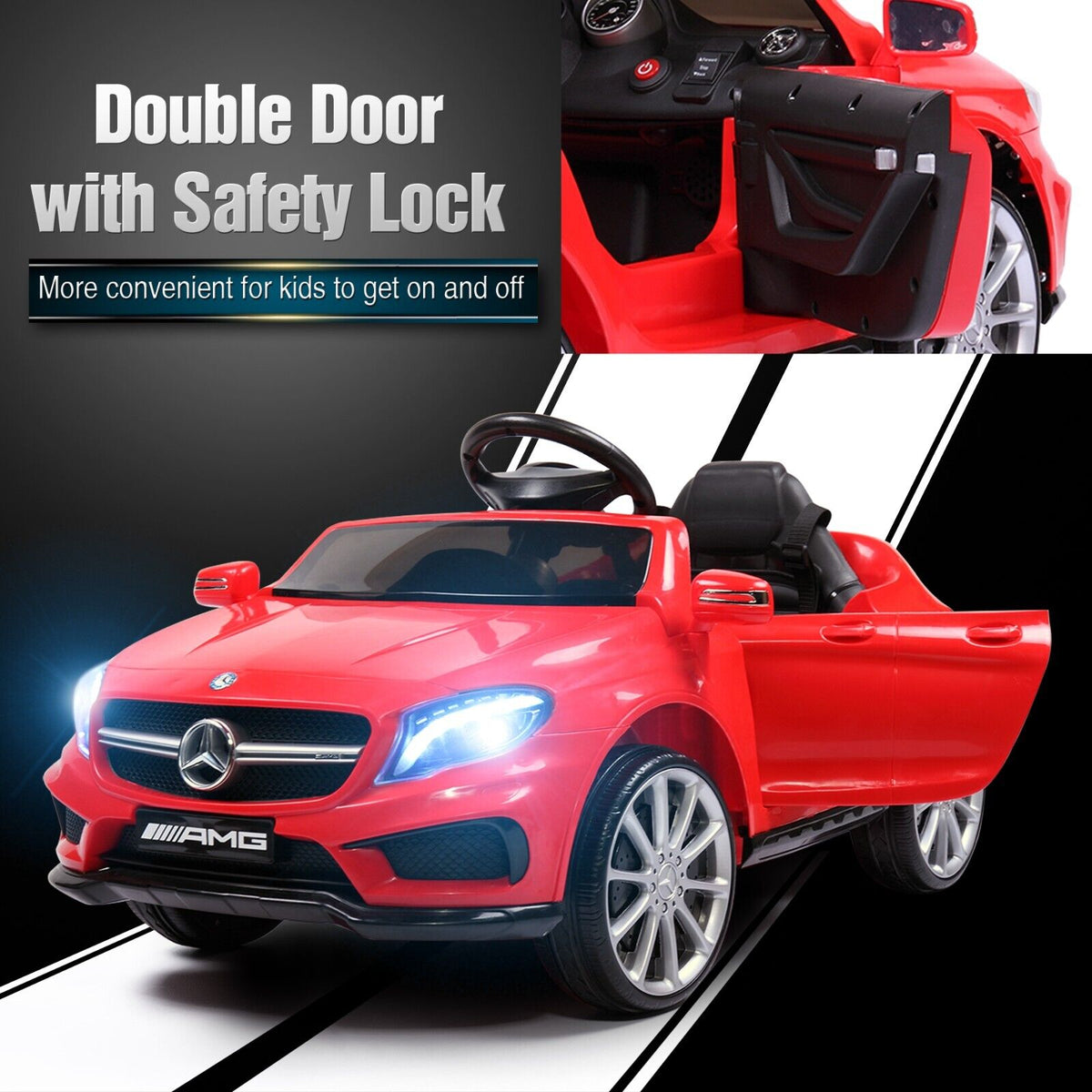 TOBBI Licensed Mercedes Benz Ride-On Car for Kids with Remote Control and Opening Doors