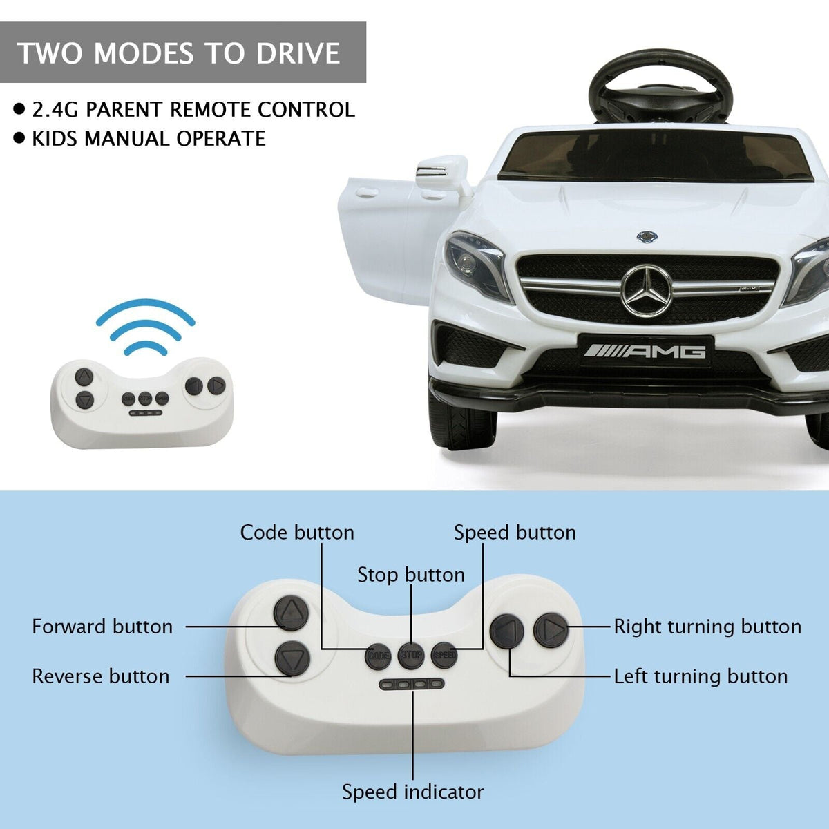 TOBBI Mercedes Benz Electric Ride On Car for Kids with 2.4G Remote Control