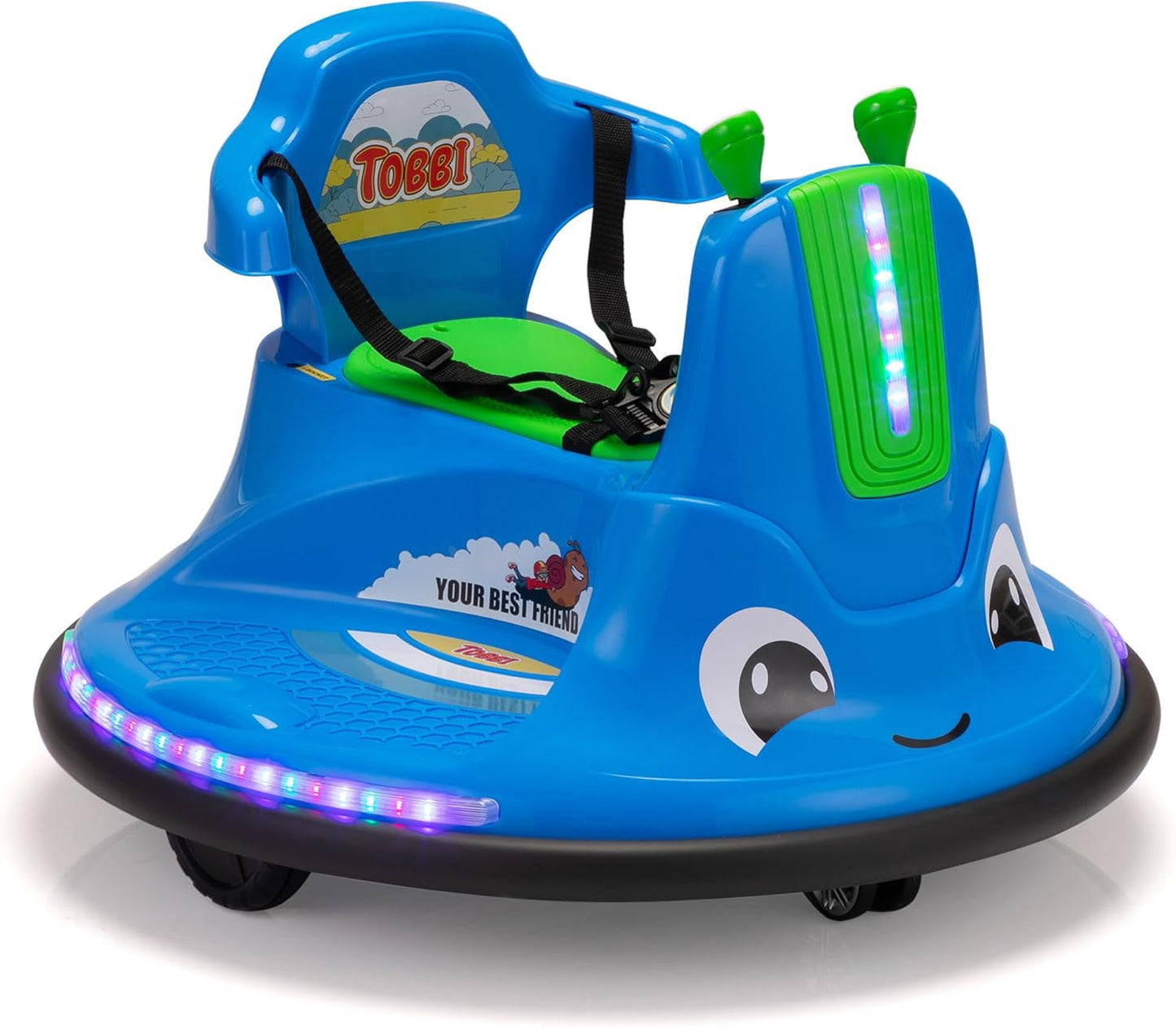 12V Purple Snail Bumper Ride-On Car with Remote Control and DIY Stickers