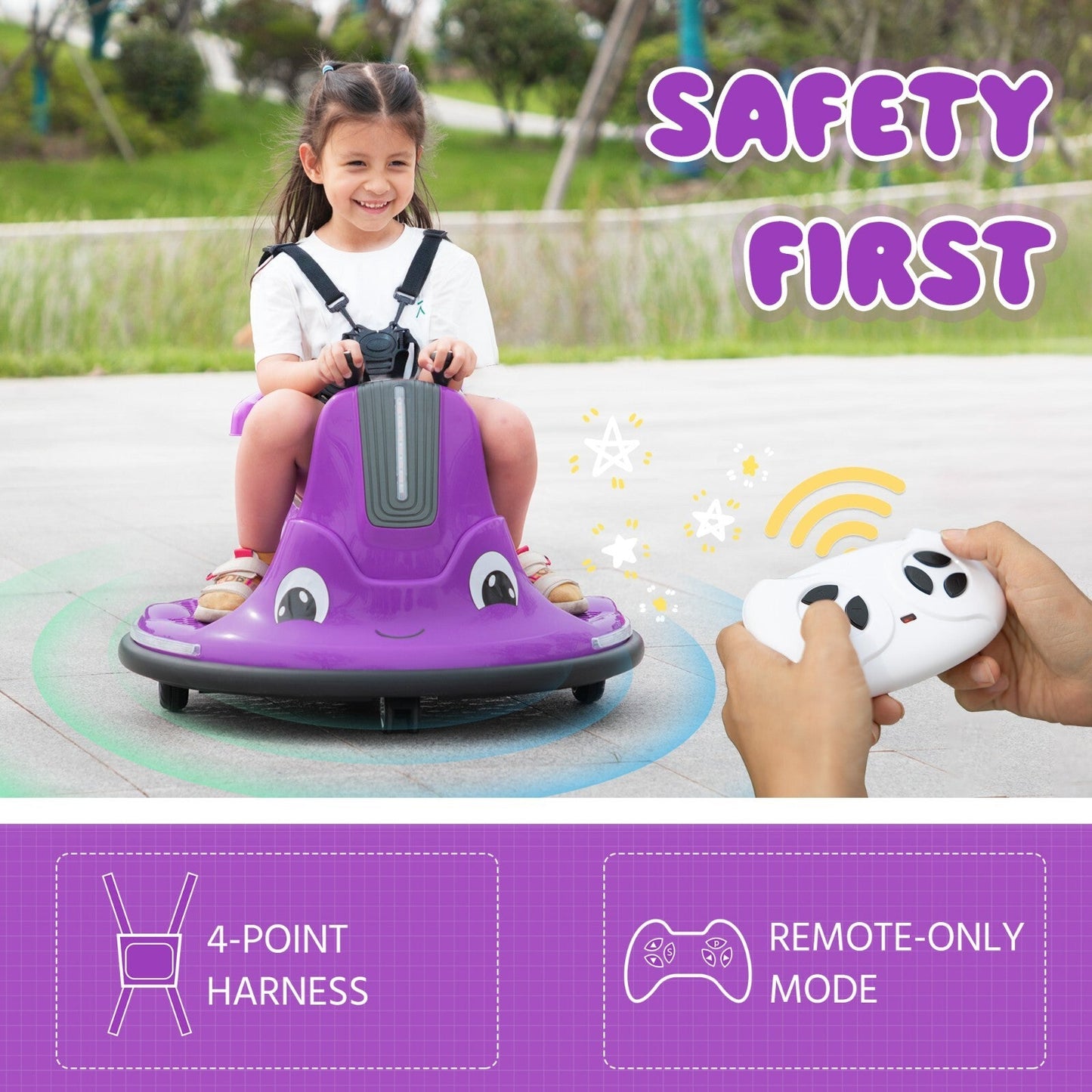 12V Electric Snail Bumper Ride-On Toy Car Battery Powered for Kids
